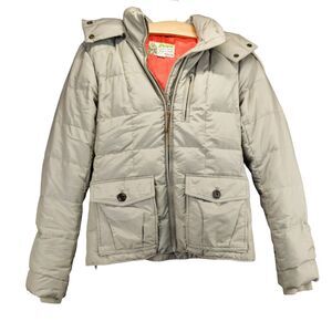 Eddie Bauer Yukon EB550 Premium Goose Down Faux Fur Hooded Jacket SZ Small Gray